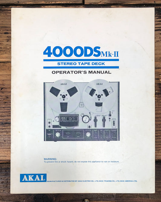 Akai Model 4000DS MK2 Reel to Reel Owners / User Manual *Original*