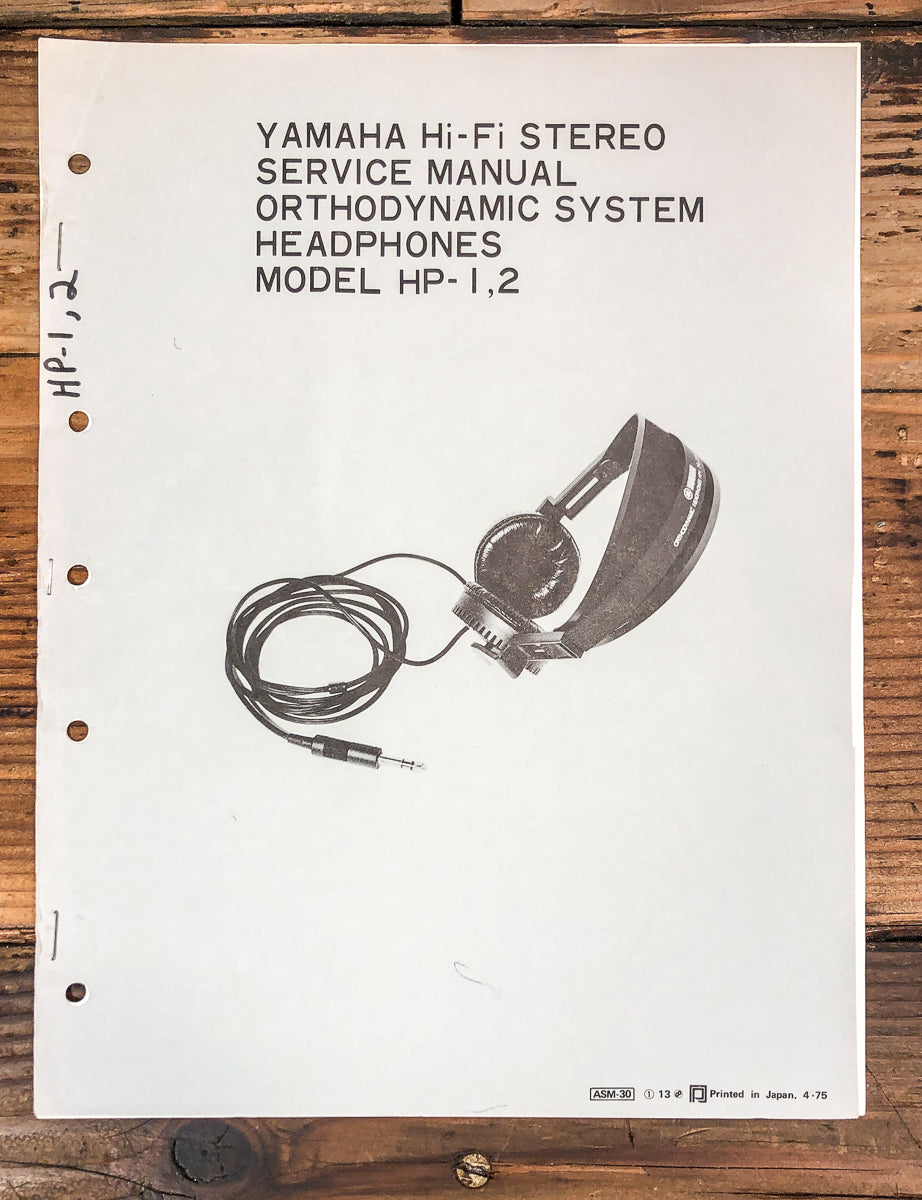 Yamaha HP-1 HP-2 Headphones Service Manual *Original*