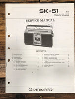 Pioneer SK-51 Radio Cassette Service Manual *Original*