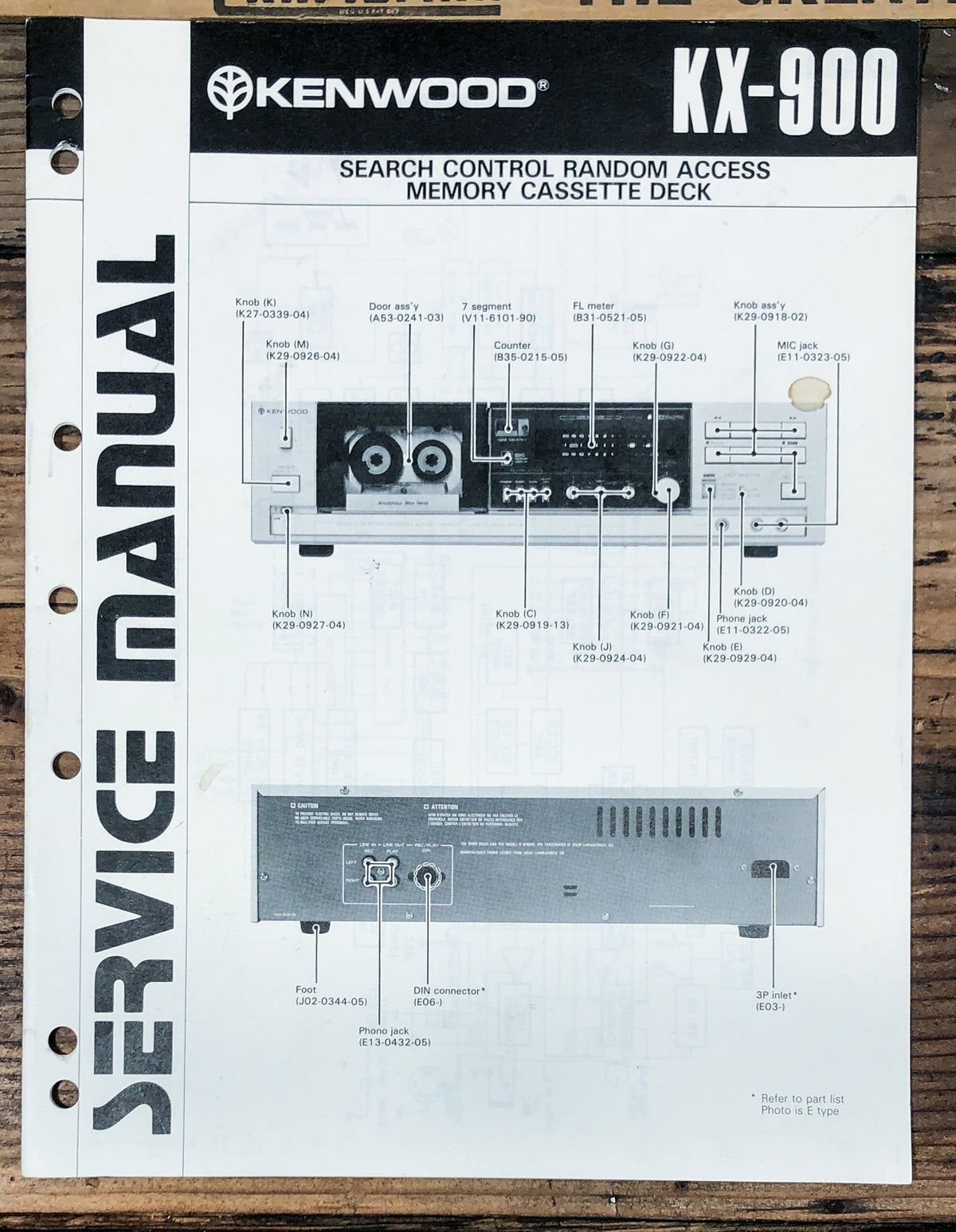 Kenwood KX-900 Cassette  Service Manual *Original*