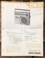 Sony CFM-31 Radio Cassette  Service Manual *Original*