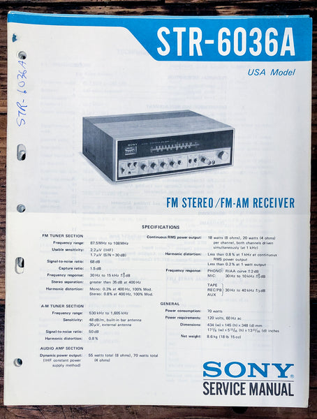 Sony STR-6036A Receiver  Service Manual *Original*