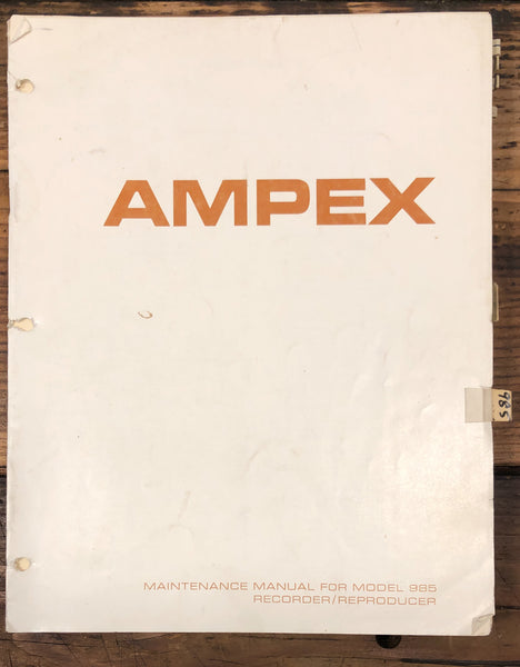 Ampex Model 985 Recorder / Reproducer  Service Manual *Original*