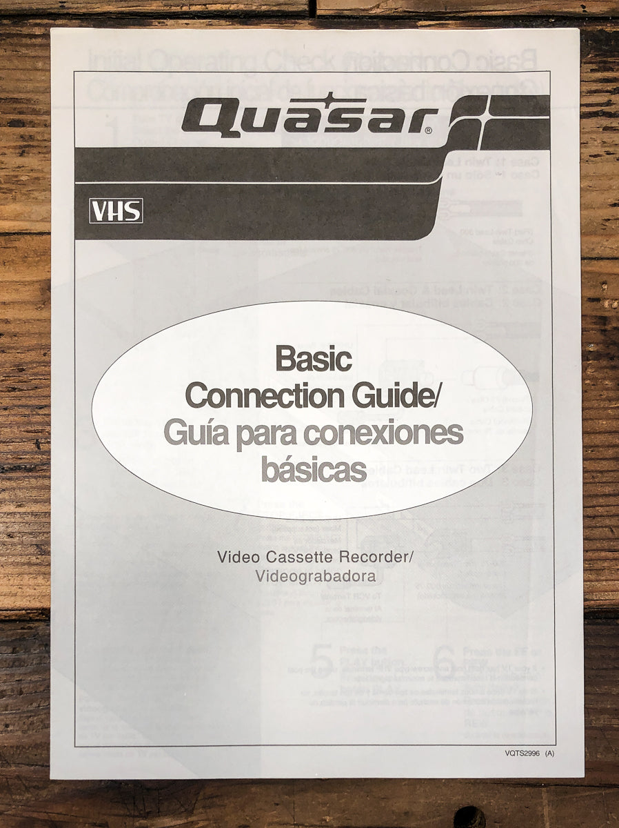 Quasar Basic Connection Guide  VCR Brochure *Original*