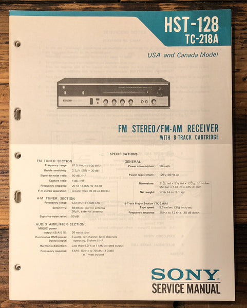 Sony HST-128 TC-218A Radio  Service Manual *Original*