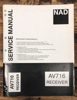 NAD AV716 Amplifier  Service Manual *Original*