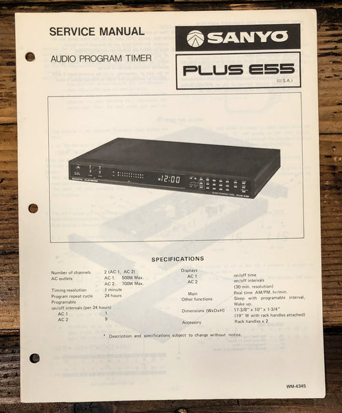 Sanyo PLUS E55 Tuner Service Manual *Original*