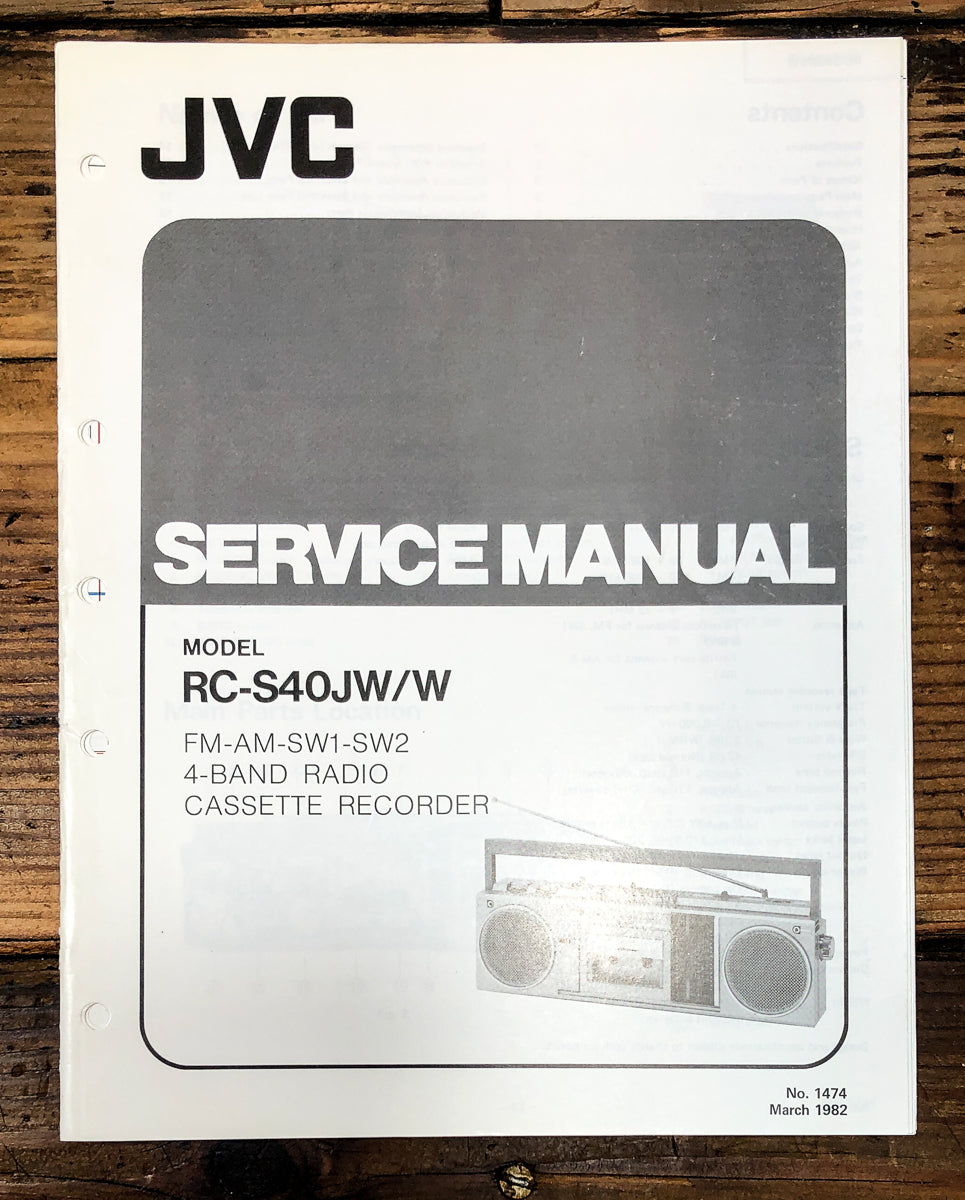 JVC RC-S40 Radio Cassette Service Manual *Original*