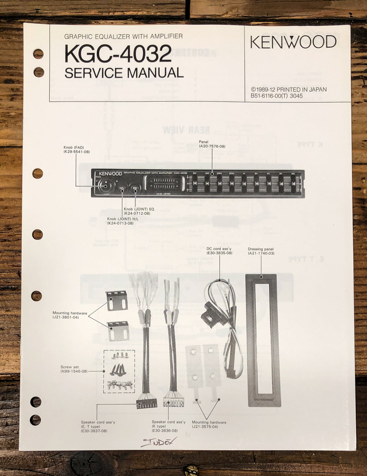 Kenwood KGC-4032 Equalizer / Amplifier Service Manual *Original*