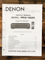 Denon PRA-1500 Preamp / Preamplifier  Service Manual *Original*