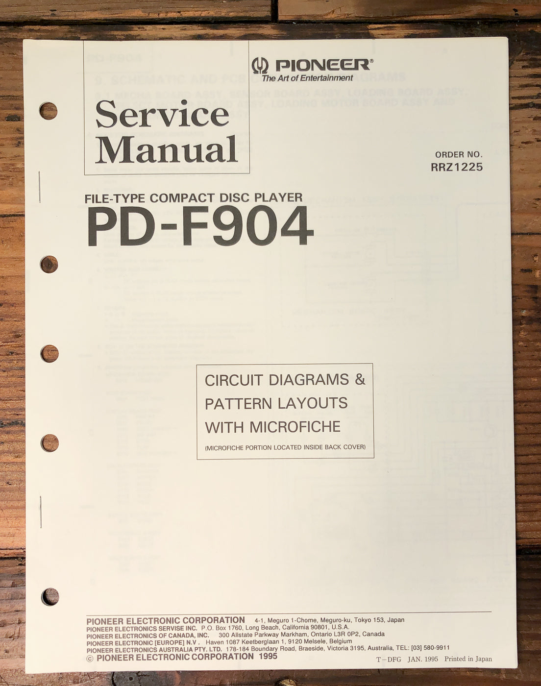 Pioneer PD-F904 File-Type CD Player Service Manual *Original*