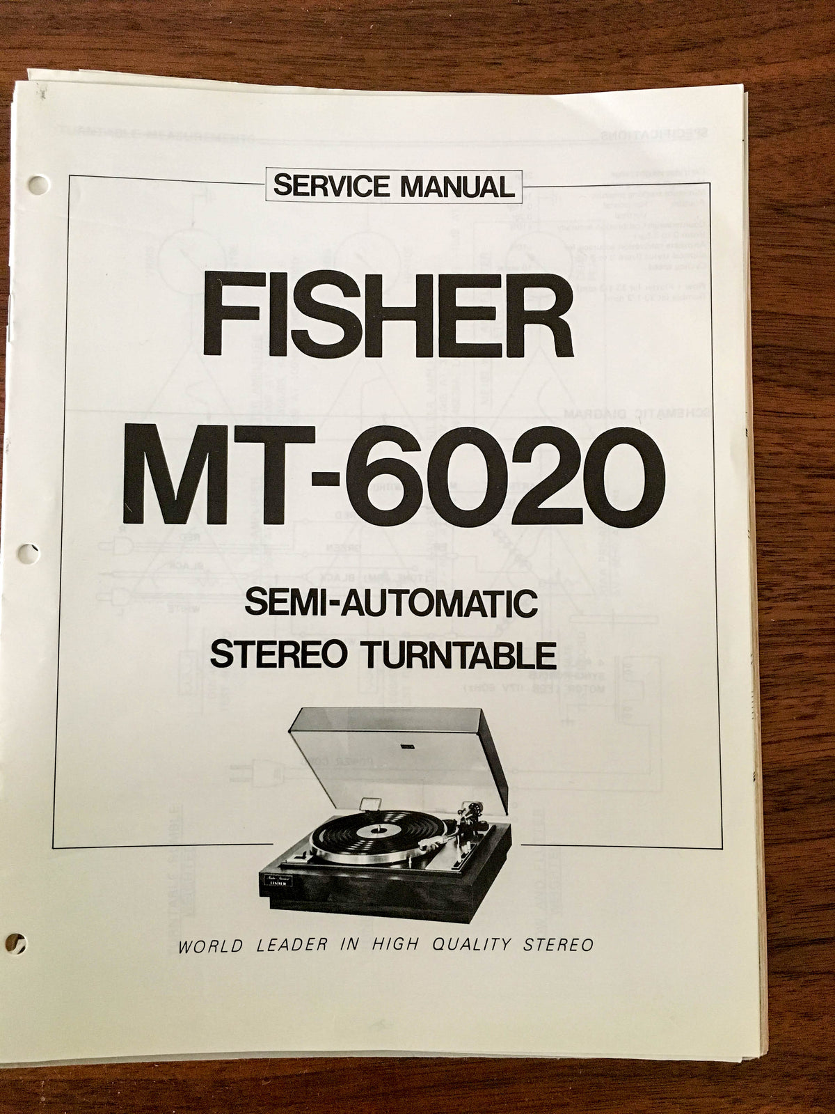 Fisher MT-6020 Record Player / Turntable Service Manual *Original*