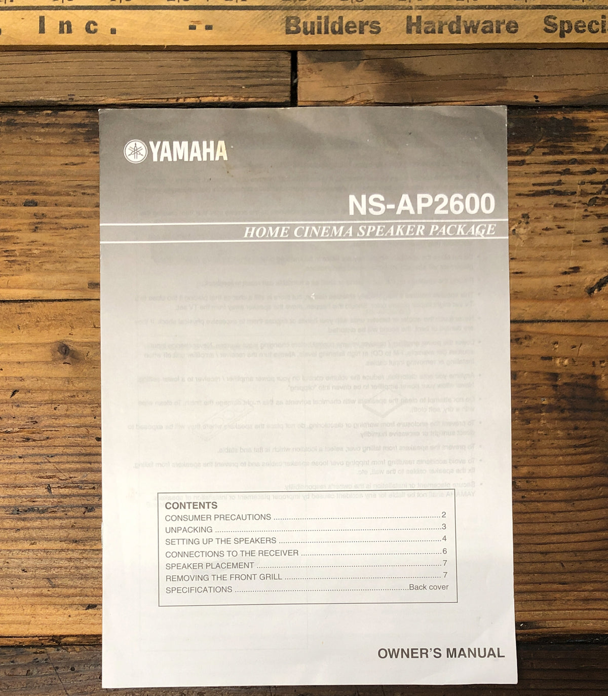 Yamaha NS-AP2600 Home Cinema  Owner / User Manual *Original*