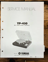 Yamaha YP-450 Record Player / Turntable  Service Manual *Original*