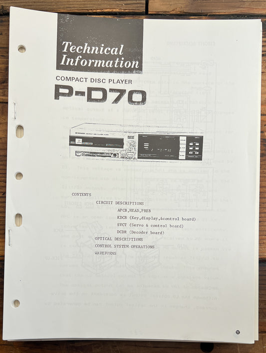 Pioneer P-D70 CD Player Service Manual *Copy*