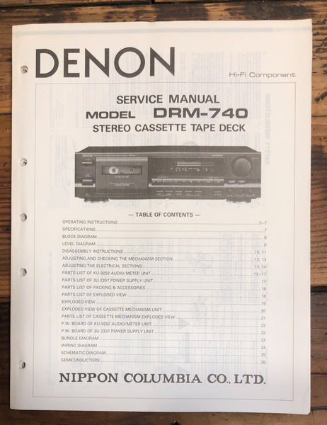 Denon DRM-740 Cassette  Service Manual *Original*