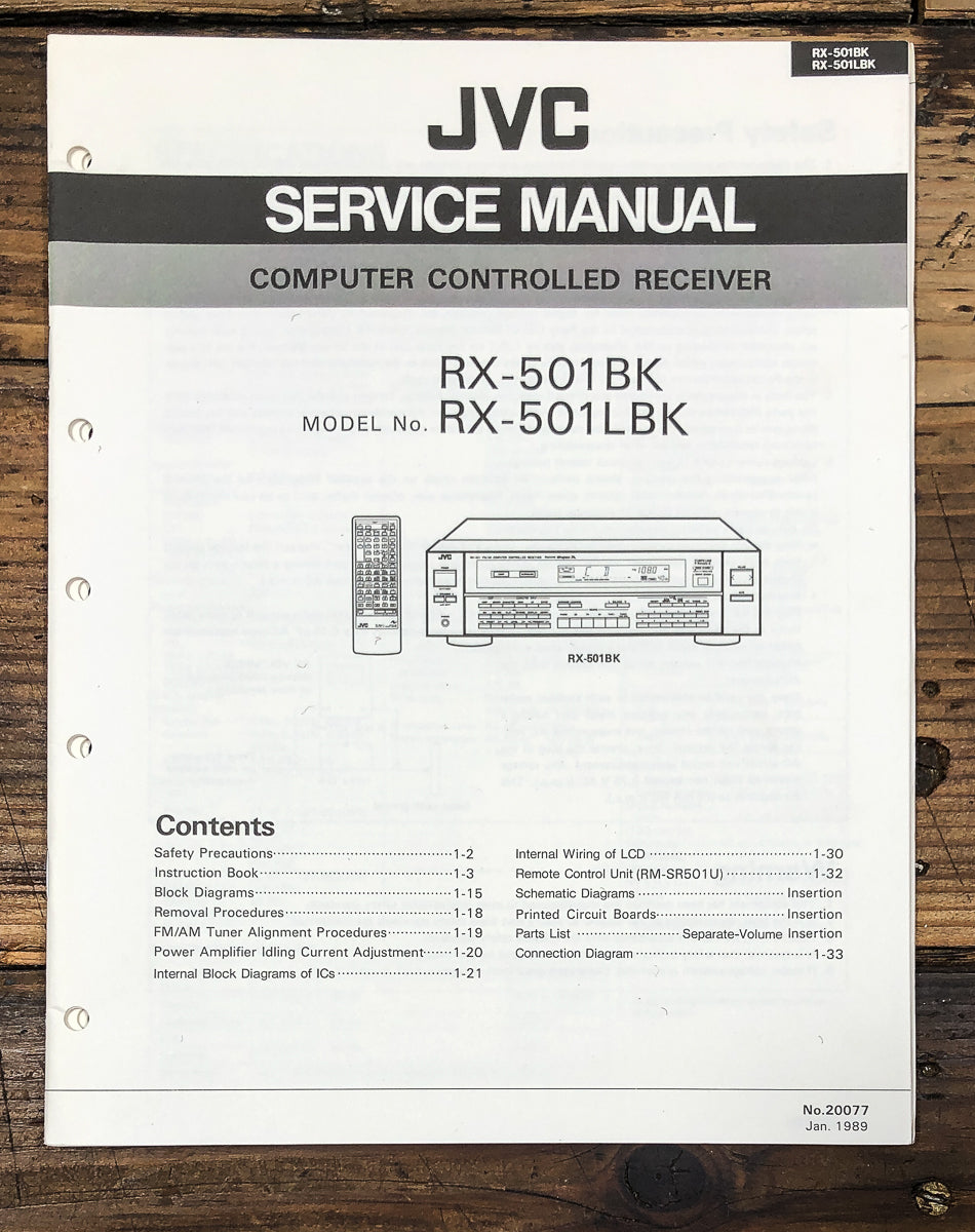 JVC RX-501 RX-501L Receiver Service Manual *Original*