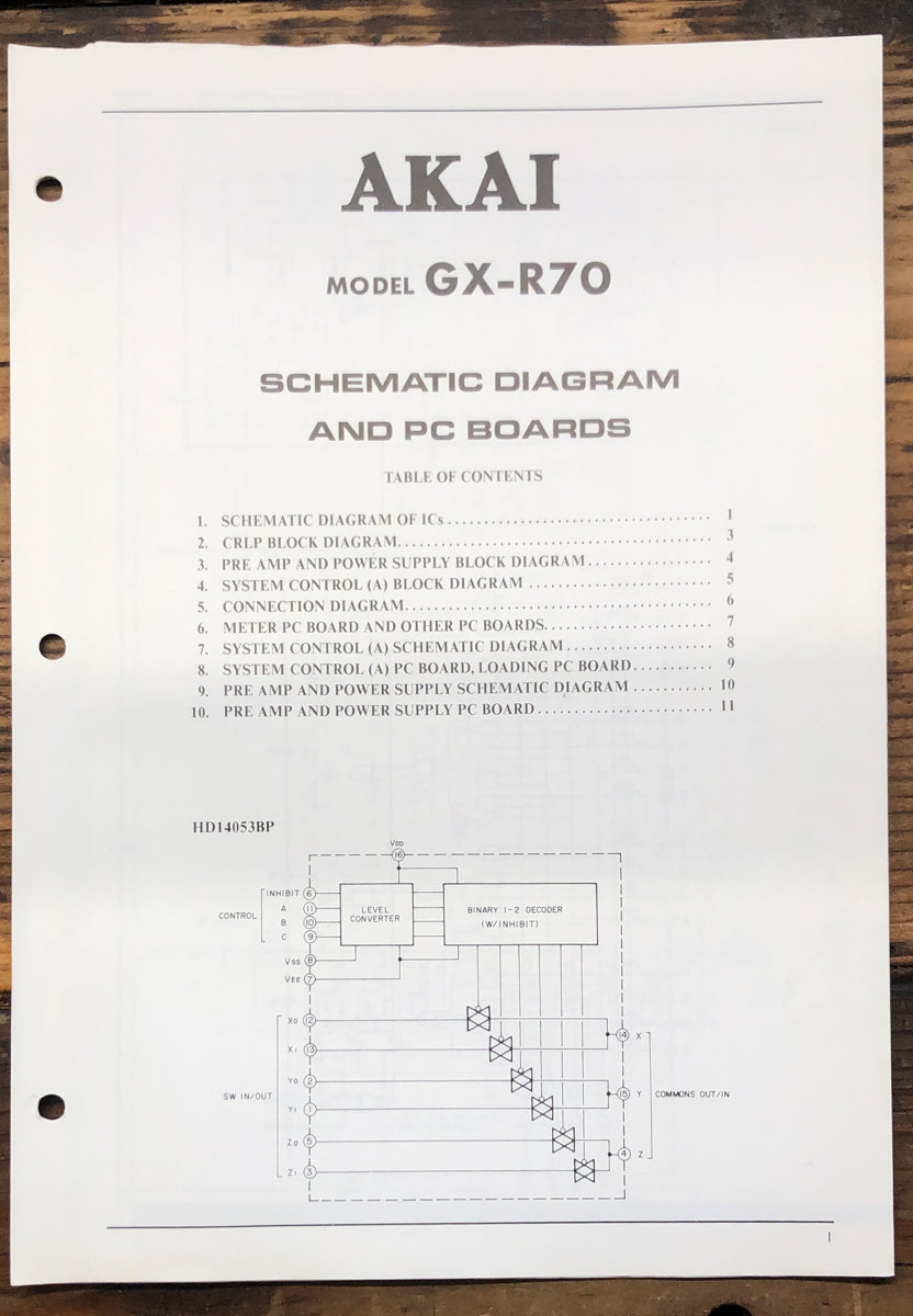 Akai GX-R70 Cassette  Schematic Manual *Original*
