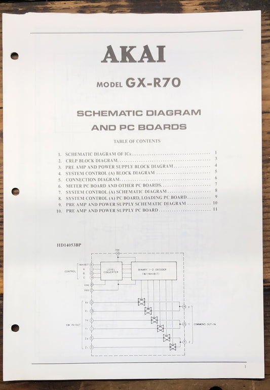 Akai GX-R70 Cassette  Schematic Manual *Original*