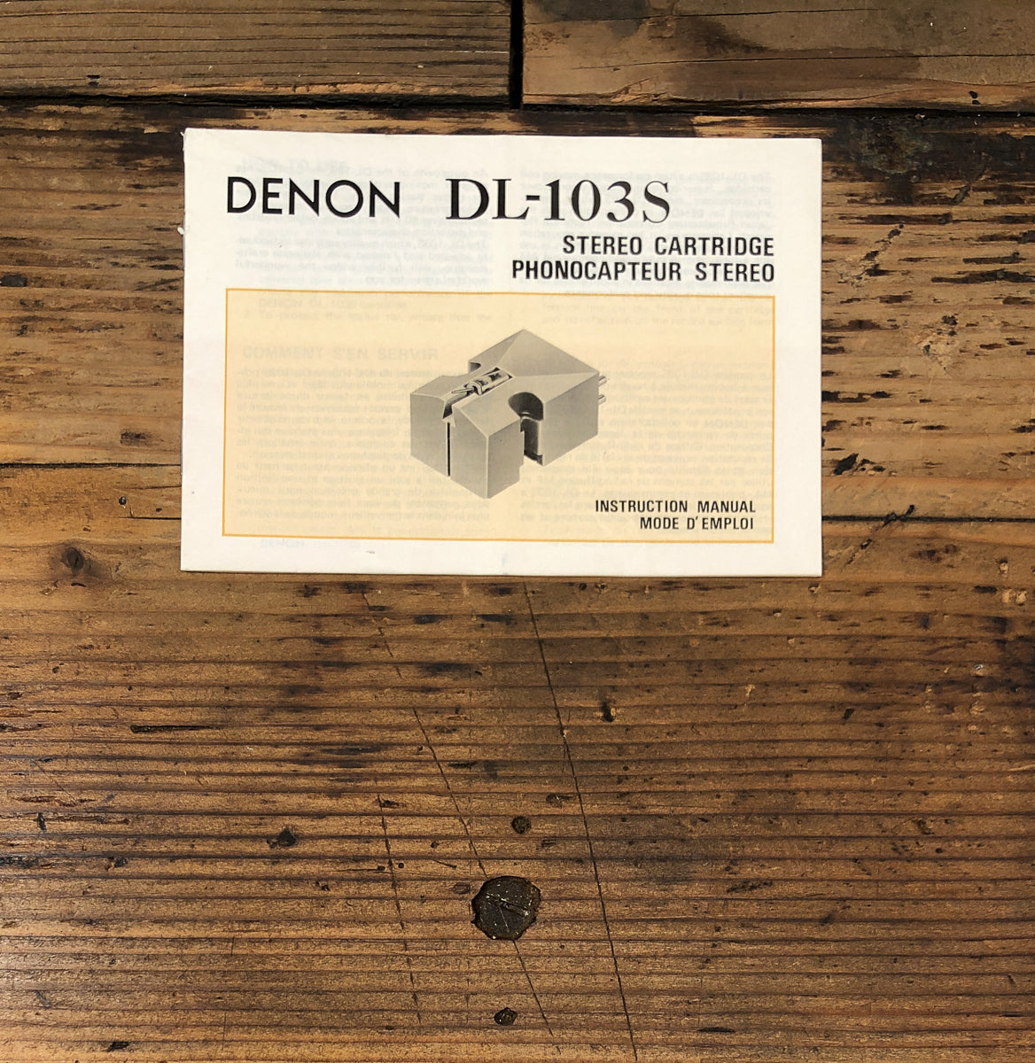 Denon DL-103S Cartridge Owners / User Manual *Original*