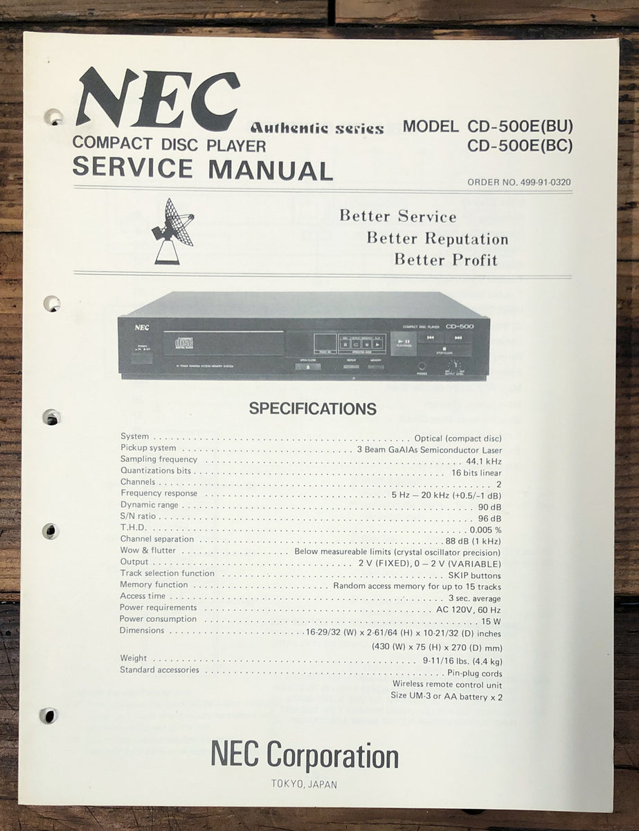 CD Player Service Manual *Original* – Vintage Audio Store - Vintage ...