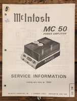 McIntosh MC50 MC-50 Amplifier  Service Manual *Original*