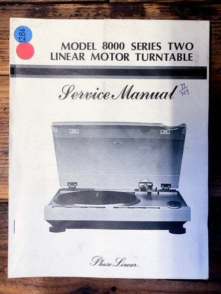 Phase Linear Model 8000 Series 2 II Turntable  Service Manual *Original*