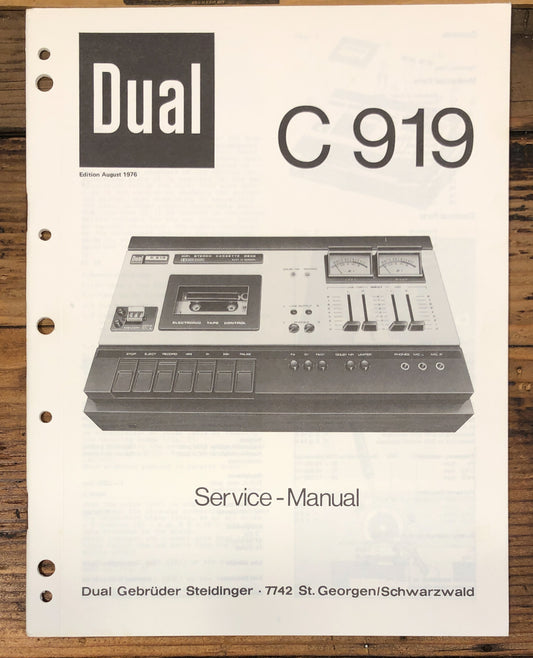 Dual C-919 C919 Cassette Service Manual *Original*