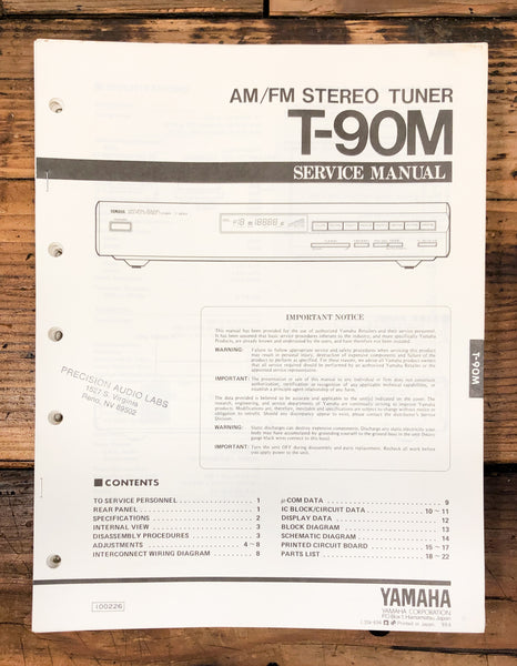 Yamaha T-90M Tuner  Service Manual *Original*