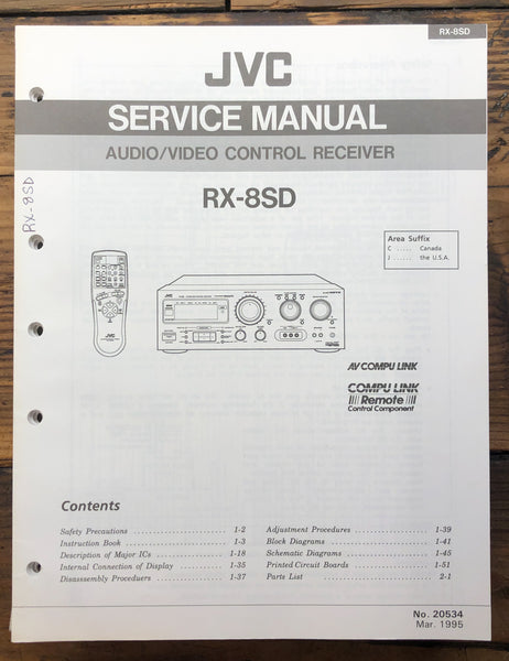 JVC RX-8SD RX-8 SD Receiver Owner AND Service Manual *Orig*