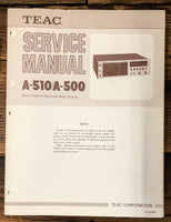 Teac A-510 A-500 Cassette  Service Manual *Original*