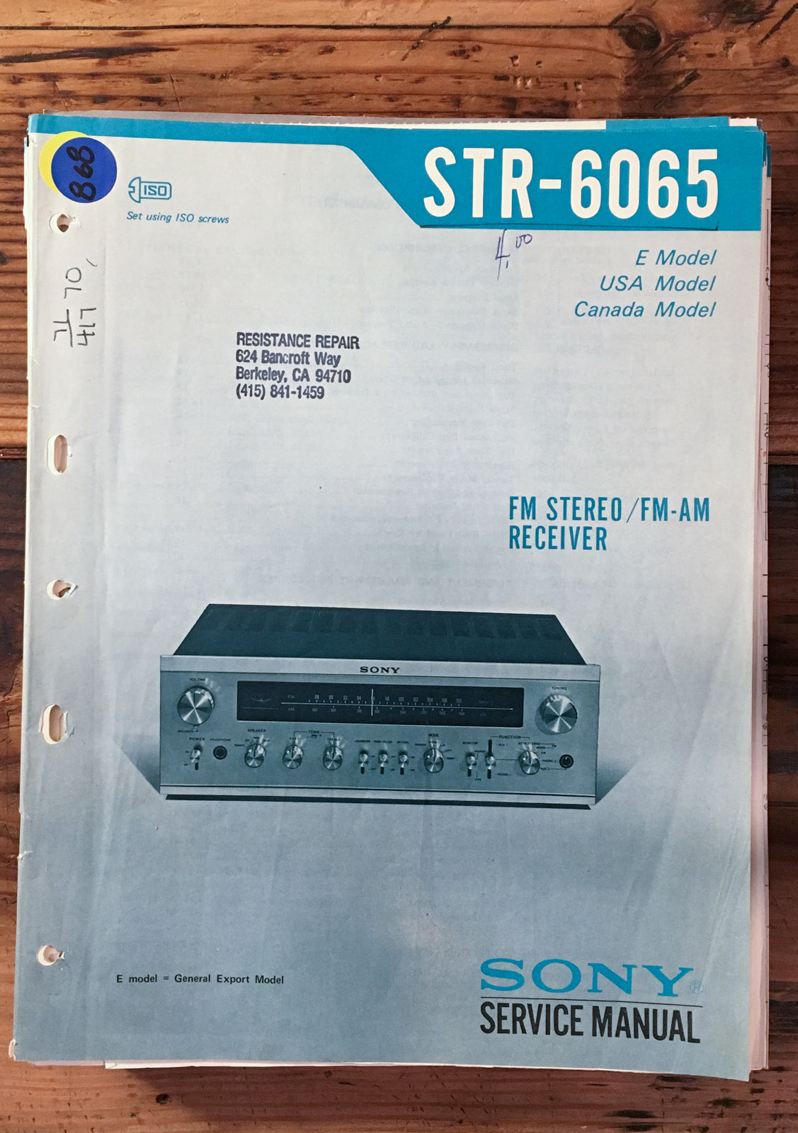 Sony STR-6065 Receiver Service Manual *Original*
