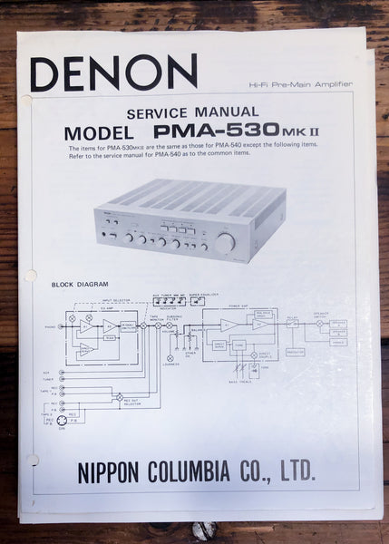 Denon PMA-530 Cassette  Service Manual *Original*