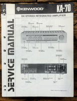 Kenwood KA-70 Amplifier  Service Manual *Original*