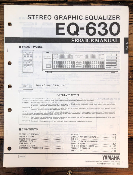 Yamaha EQ-630 Equalizer Service Manual *Original*