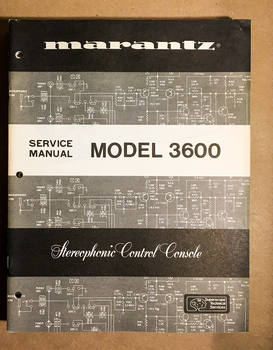 Marantz Model 3600 Pre Amplifier / Preamp Service Manual *Original*