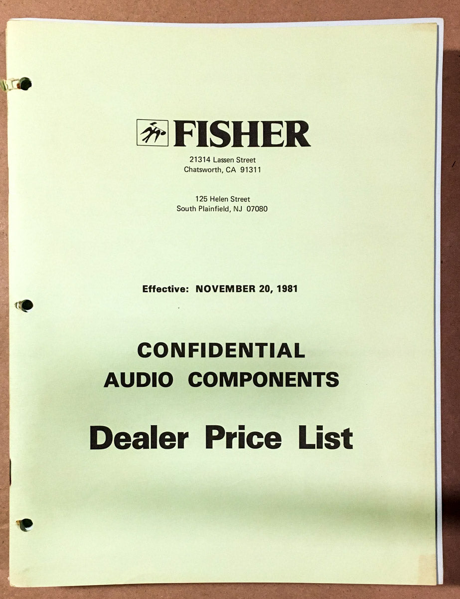 Fisher 1981 Audio Component Confidential Dealer Price List   *Original* #2
