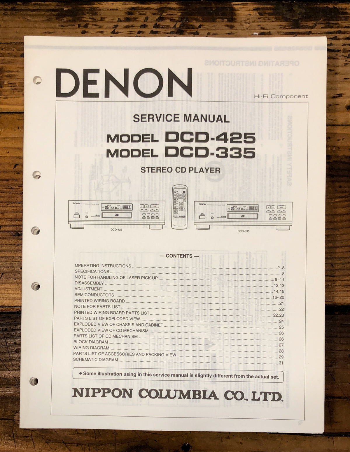 Denon DCD-335 DCD-425 CD Player  Service Manual *Original*