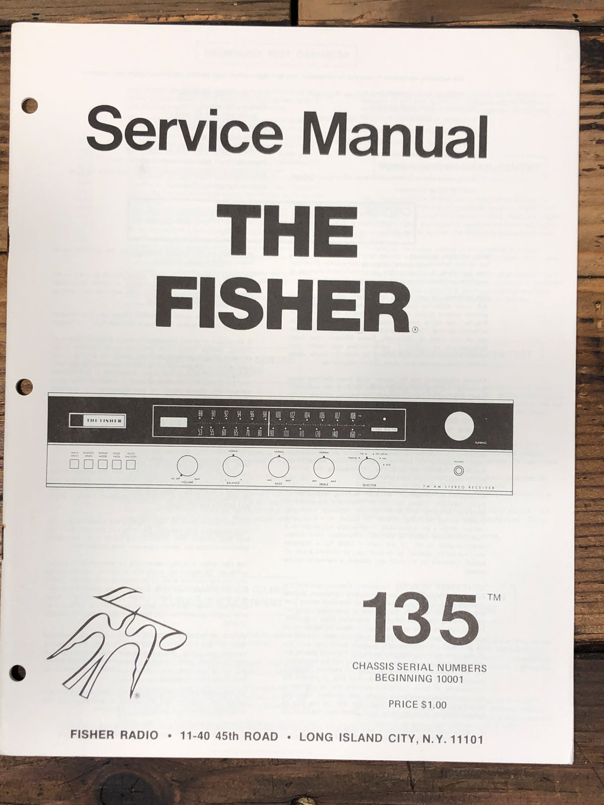 Fisher Model 135 Receiver Service Manual *Original*