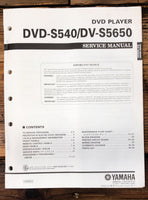 Yamaha DVD-S540 DV-S5650 DVD Player  Service Manual *Original*