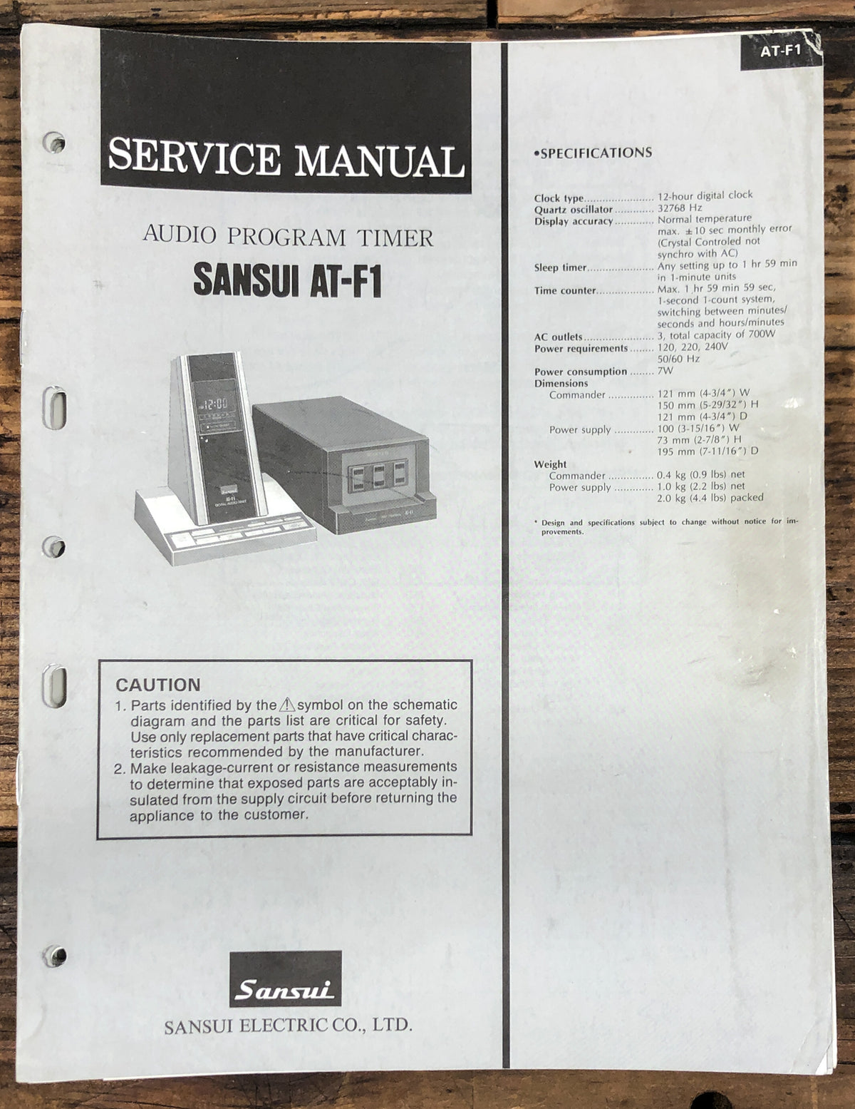 Sansui AT-F1 Timer  Service Manual *Original*