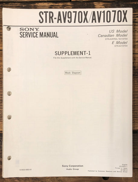 Sony STR-AV970X STR-AV1070X Receiver Supp. Service Manual *Original*