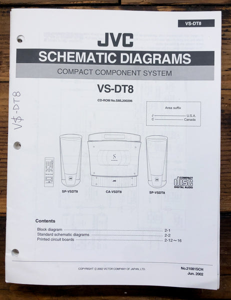 JVC VS-DT8 Stereo Schematic Diagram Service Manual *Original*