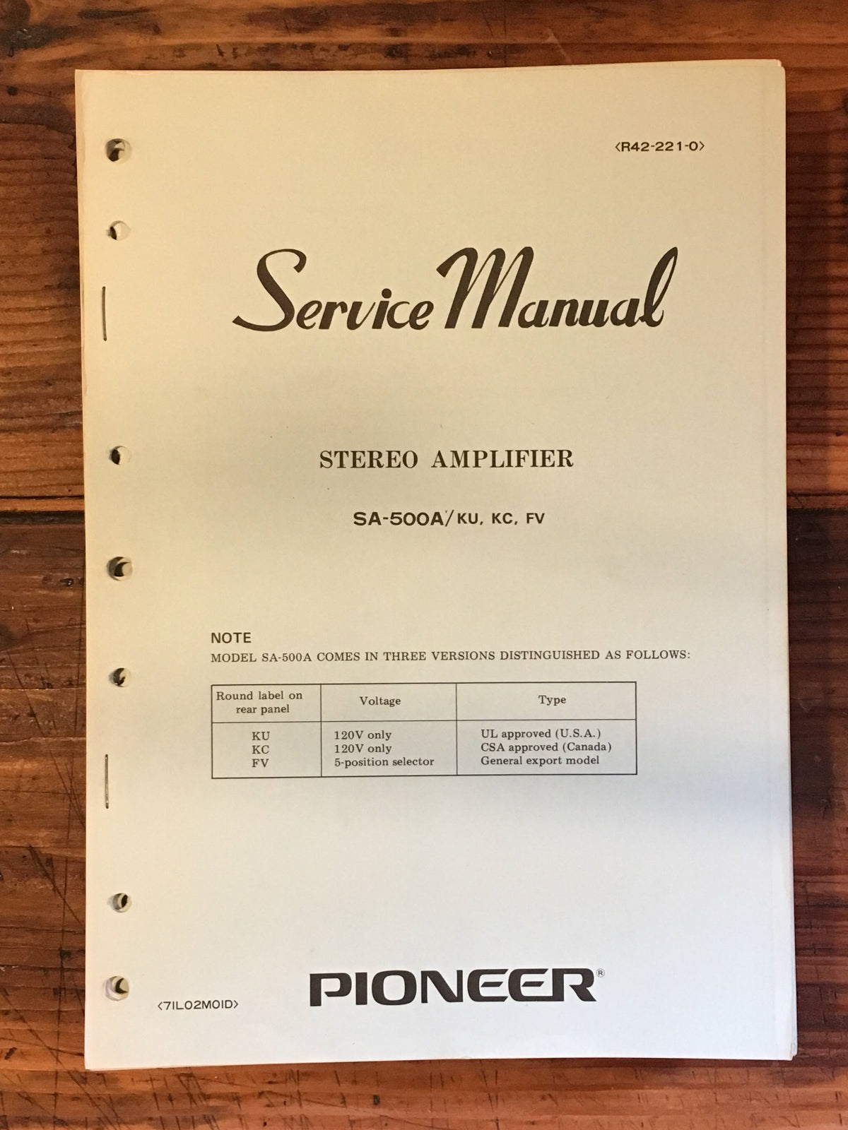 Pioneer SA-500A Amplifier Service Manual *Original*