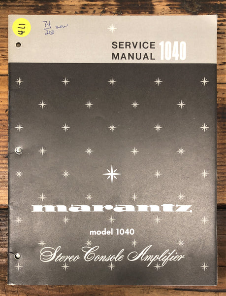 Marantz Model 1040 Amplifier Service Manual *Original*