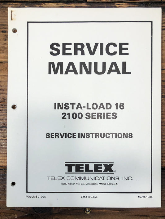 Telex  Insta-Load 16 2100 Series Projector Service Manual *Original*