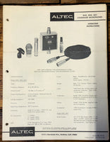 Altec Model M49 M50 M51 Microphone  Owners Manual & Schematic *Orig*