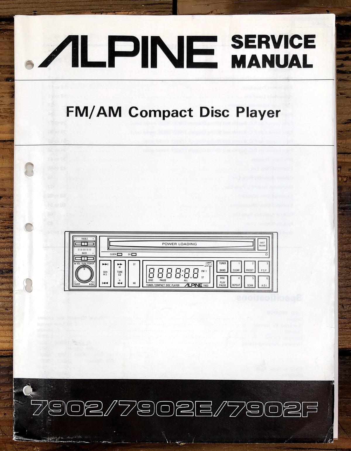 Alpine 7902 7902E 7902F FM/AM Compact Disc Player Service Manual *Original*