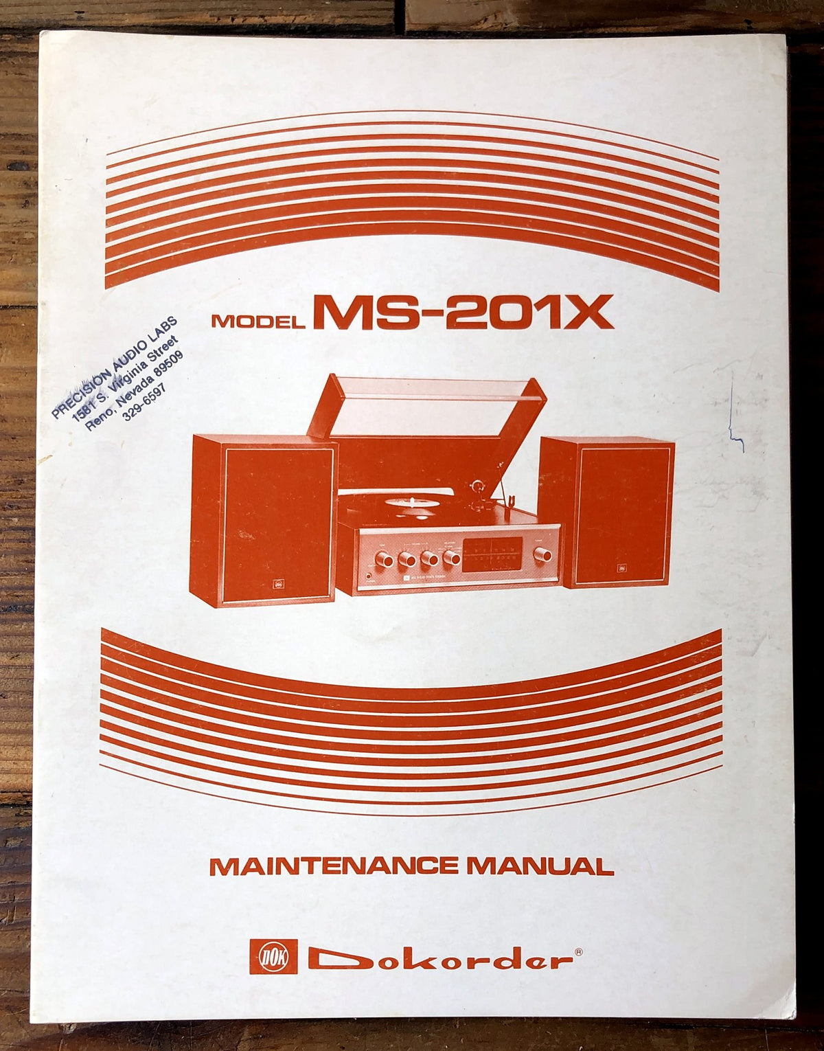 Dokorder MS-201X Stereo Music System Service Manual *Original*