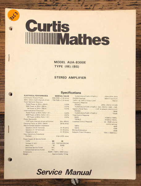 Curtis Mathes AUA-8300E Amplifier  Service Manual *Original*